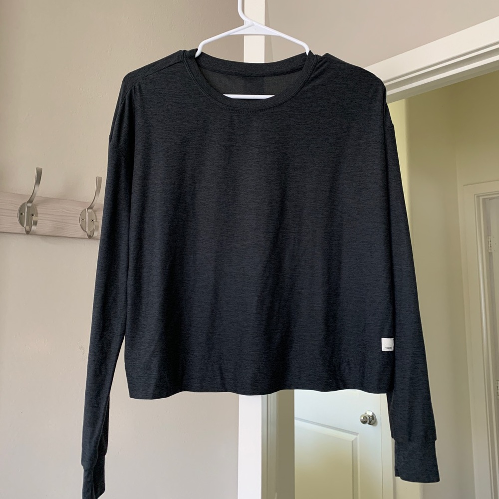 Vuori Long-Sleeve Solstice Tee Charcoal Heather Size Small